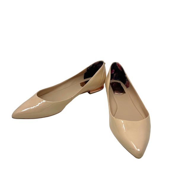 Ted Baker London Izlar Nude Patent Leather Pointed Toe Flats Size 40 US 9.5 - Picture 5 of 10